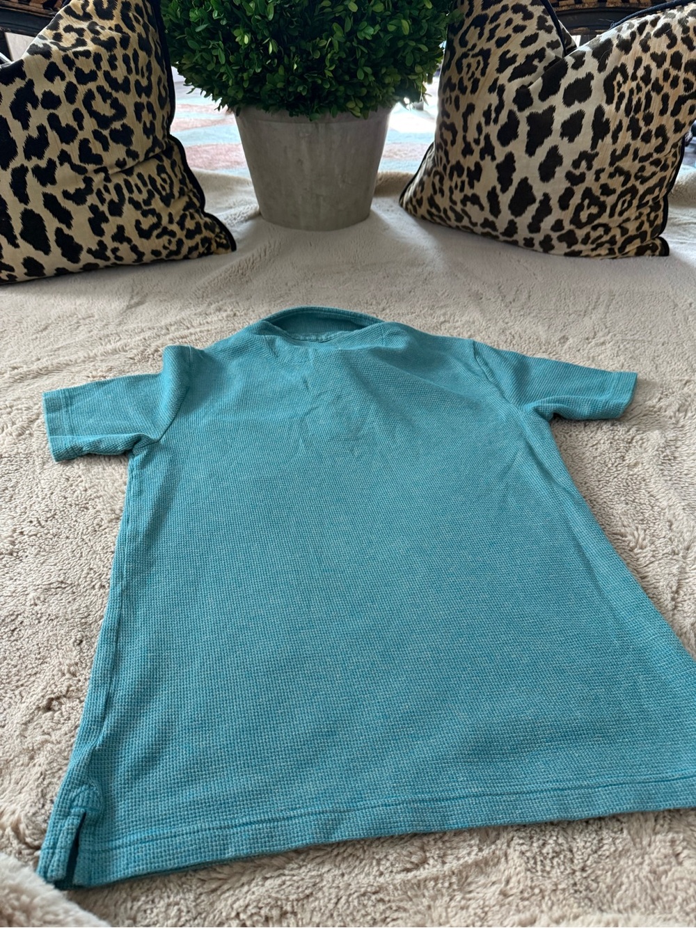 ORIGINAL VINTAGE Men’s Small Light Teal Short Sleeve Polo Shirt EUC - Picture 4 of 5